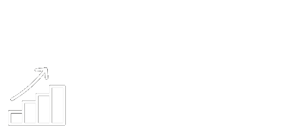 Improvement Line graph showing growth, with ascending bars and an upward arrow.